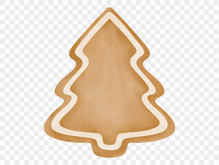 Watercolor christmas tree cookie gingerbread illustration vector.
