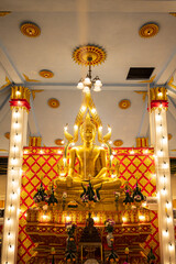 Golden buddha statue in thai temple,Thailand Buddha statue in Thai temple