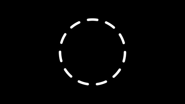 Professional white dashed circle animation on black background representing a loading progress indicator for mobile apps and modern website user interface designs.
