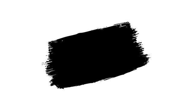 Dynamic messy black ink splatter rectangle animation featuring organic paint textures for modern cinematic film intros social media content and artistic digital overlays.
