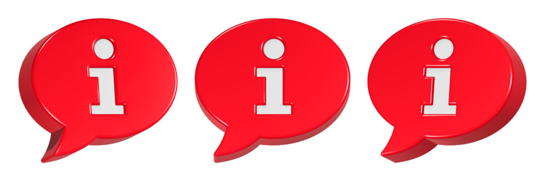 information icon 3d render red bubble chat