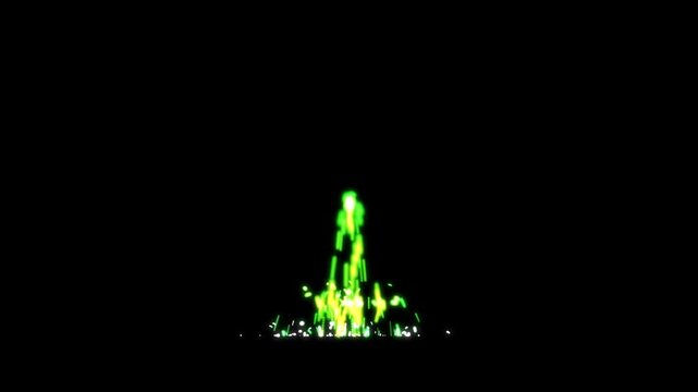 Animated green toxic slime or vomit burst with sparks. Vibrant liquid eruption isolated on transparent background. Perfect for comedy, horror, or cartoon VFX projects.