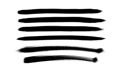 Black brush strokes isolated on transparent background