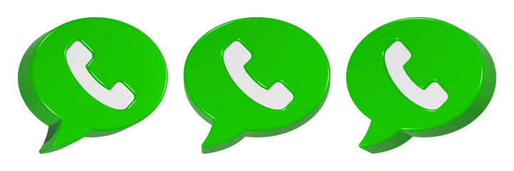 call icon 3d render green bubble chat