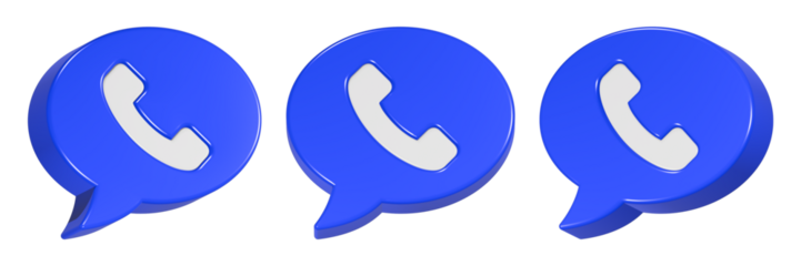 call icon 3d render blue bubble chat