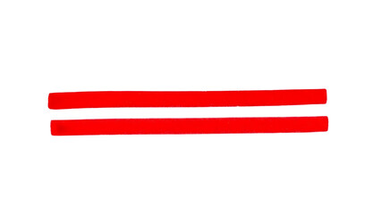 Two red horizontal lines isolated on transparent background