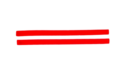 Two red horizontal lines isolated on transparent background