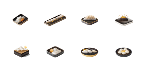 Collection of isometric 3d weather and nature icons featuring clouds sun moon stars and eggs on transparent background