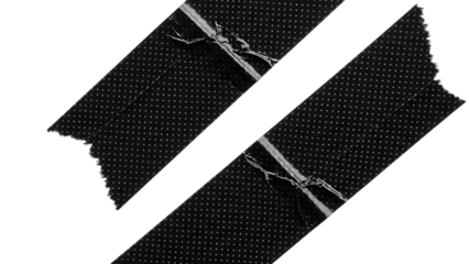 Black and white polka dot ribbons isolated on transparent background