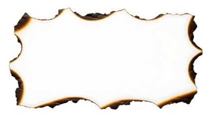 Burnt edge frame isolated on transparent background