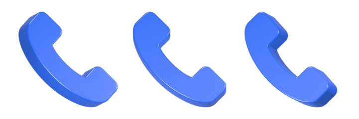 call icon d render blue color
