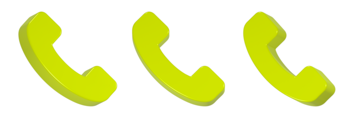 call icon 3d render yellow color