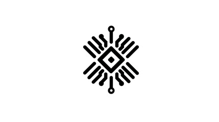 Abstract digital circuit pattern icon. Futuristic technology symbol representing data processing, AI, connection, and cybernetics.