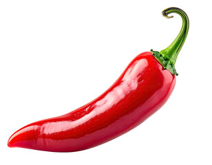 Vivid isolated image showcasing a single, elongated, vibrant red chili pepper against a void background