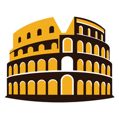 Naklejka premium Black Silhouette Vector Illustration of the Ancient Roman Colosseum in Italy