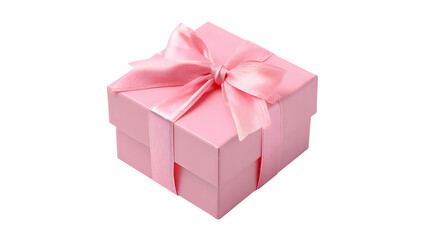 Obraz premium Pink gift box with ribbon isolated on transparent background