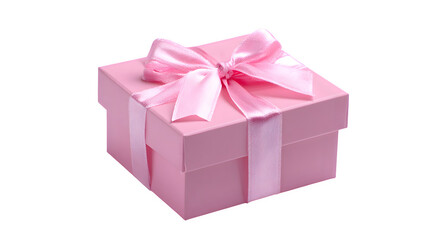 Obraz premium Pink gift box with ribbon isolated on transparent background