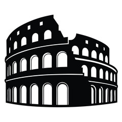 Naklejka premium Iconic Colosseum Rome Silhouette Vector Illustration for Travel and History Themes