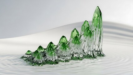 Green Crystal Growth Chart Graph Representing Sustainable Financial Success