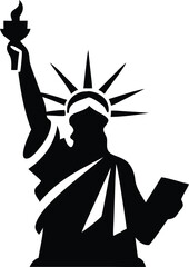 Stylized Black and White Vector Illustration of the Famous Statue of Liberty for Travel and Tourism © Kanica