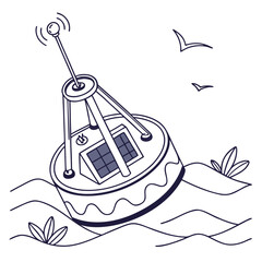 Obraz premium Sustainable Biodegradable Marine Sensor Buoy for Ecological Data Collection and Ocean Monitoring