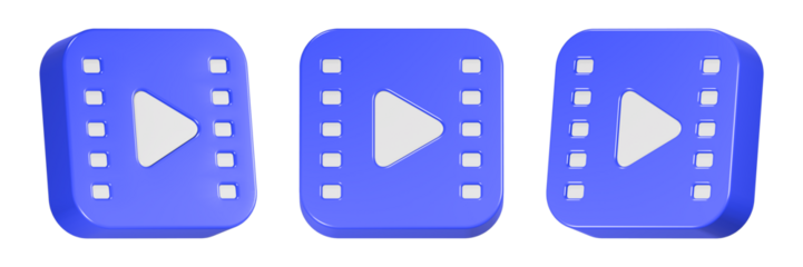 play video icon 3d render blue color