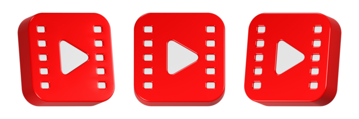 play video icon 3d render red color