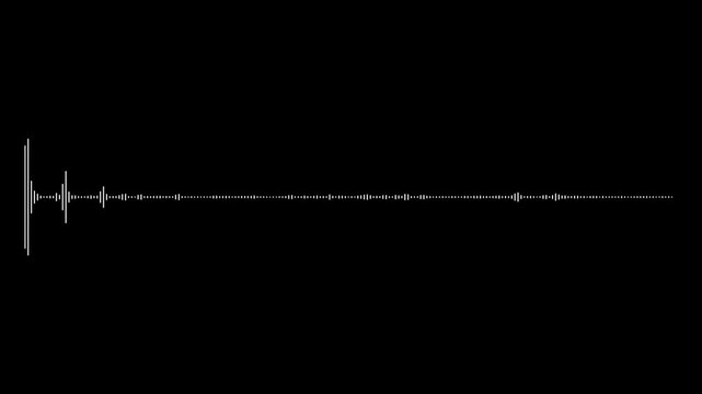 digital audio waveform spectrum animation in 4k, white sound waves and equalizer motion on black background, seamless loop visualizer for music videos, podcasts, streaming modern design