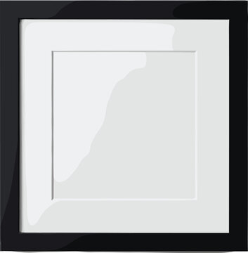 Minimal square picture frame with black border and white mat isolated on white background modern vector illustration