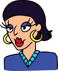 Fototapeta premium Drawing of a brunette woman with a short haircut and full red lips. Created with bold, grunge lines, suitable for icons, posters, or branding, highlighting a stylish and confident look
