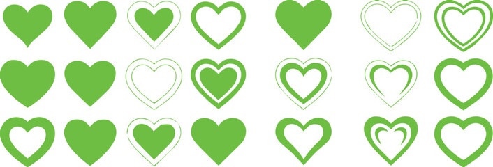 Obraz premium heart green logo set unique heart icons for app web and stationery