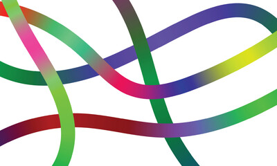 Abstract colorful doodle rainbow background, Abstract wavy multicolor gradient vector line art background.