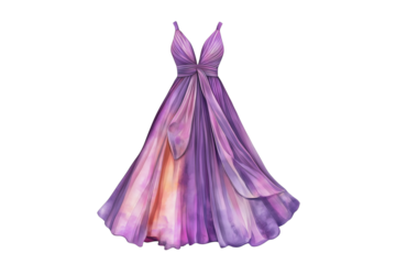 Bridesmaids Dress Watercolor Illustration Isolated on transparent Background Elegant Wedding Fashion