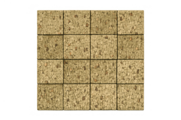 Cork tiles creating a grid pattern, natural texture for flooring or insulation on transparent background