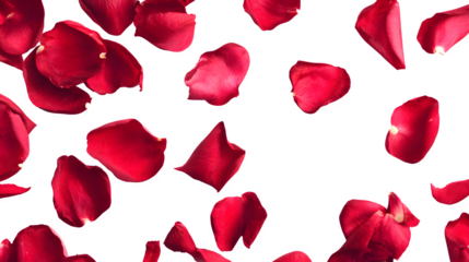 Falling Red Rose Petals isolated on transparent background