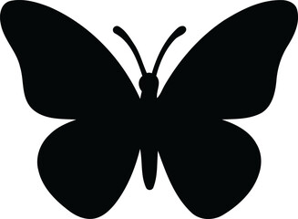 Black silhouette of a butterfly isolated on white background.