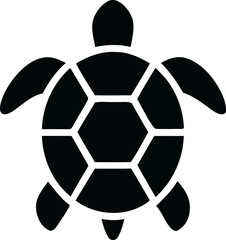 Black silhouette of a tortoise isolated on white background.