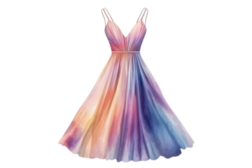 Bridesmaids Dress Watercolor Illustration Isolated on transparent Background Elegant Wedding Fashion