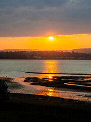 Sunset over the Annapolis Basin off the Bay of Fundy from Smiths Cove in the Digby area on the northwestern shore of Nova Scotia Canada