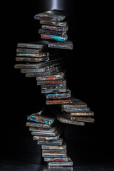 Stack of nonferrous metal plates with visible oxidation symbolizes rare earth elements and fluctuations in prices and demand of the metallurgical raw materials market