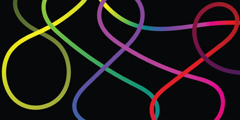 Abstract colorful doodle rainbow background, Abstract wavy multicolor gradient vector line art background.