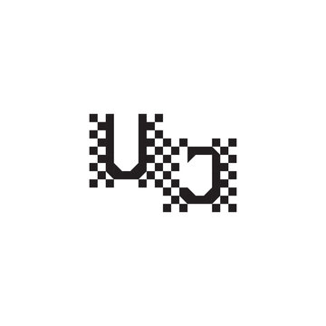 Design Modern Abstract Bold UJ Alphabet Logo Monogram Alphabet Initial Pixel Vector
