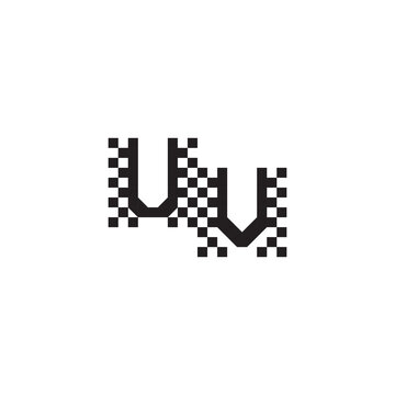 Design Modern Abstract Bold UU Alphabet Logo Monogram Alphabet Initial Pixel Vector