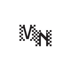 Design Modern Abstract Bold VN Alphabet Logo Monogram Alphabet Initial Pixel Vector