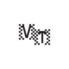 Design Modern Abstract Bold VT Alphabet Logo Monogram Alphabet Initial Pixel Vector
