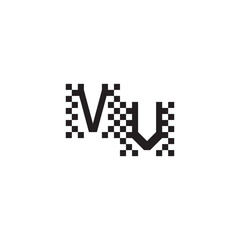 Design Modern Abstract Bold VU Alphabet Logo Monogram Alphabet Initial Pixel Vector