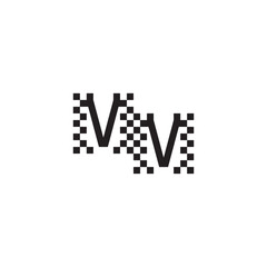 Design Modern Abstract Bold VV Alphabet Logo Monogram Alphabet Initial Pixel Vector