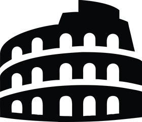 Naklejka premium Historical Colosseum Amphitheatre Vector Graphic in Black and White for Tourism Concepts