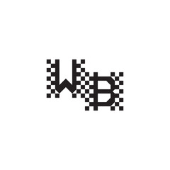 Design Modern Abstract Bold WB Alphabet Logo Monogram Alphabet Initial Pixel Vector