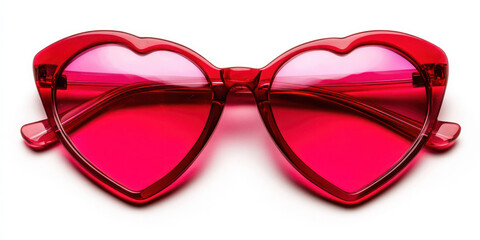 Stylish red heart-shaped sunglasses with pink tinted lenses